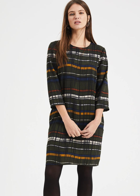 Phase Eight Anne-Marie Printed 3/4 Sleeve Shift Dress Green Size UK8 RRP89