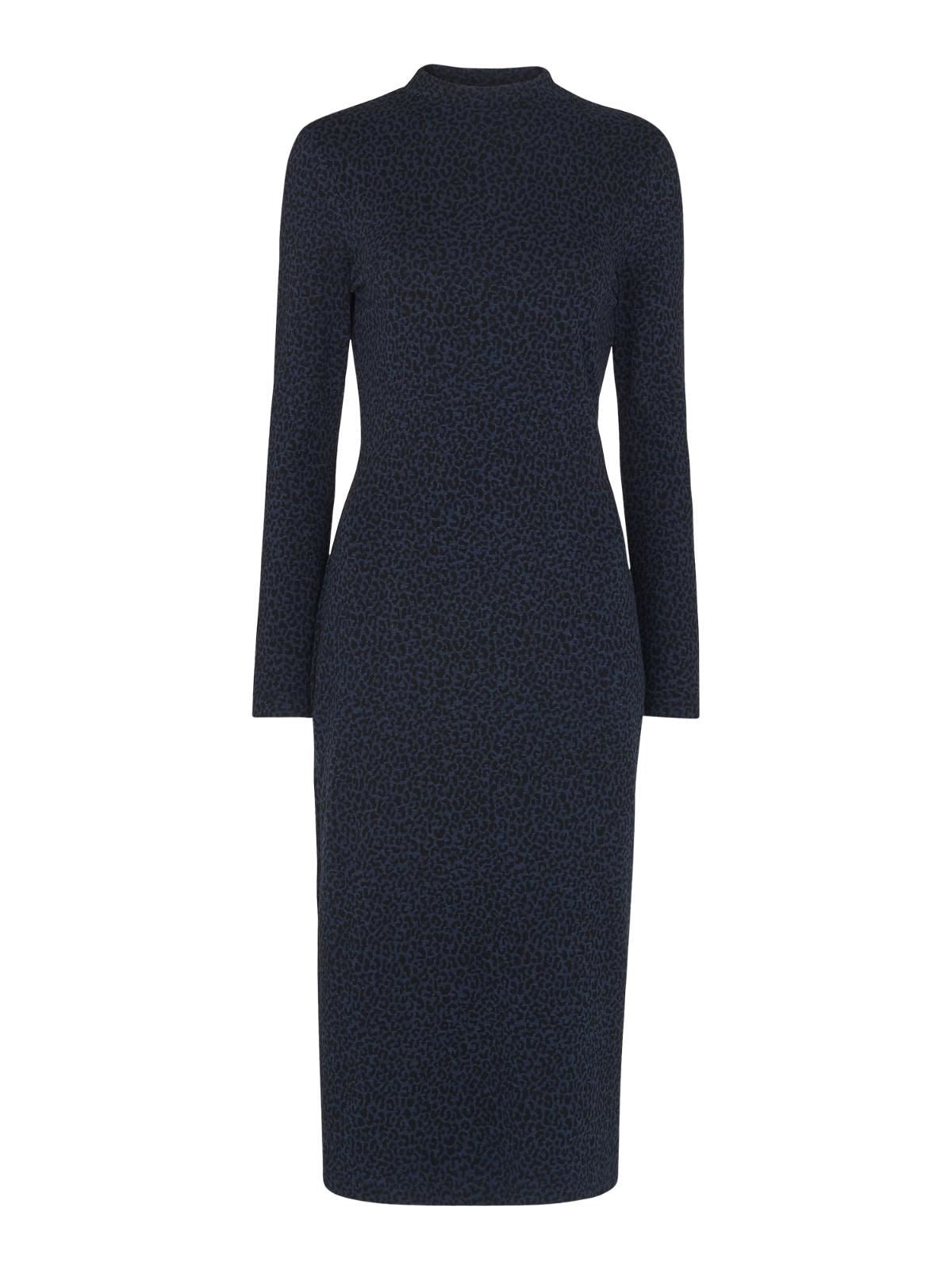 WHISTLES Ladies Animal Jacquard Jersey Midi Dress Navy Multi UK6 RRP 99 BNWT