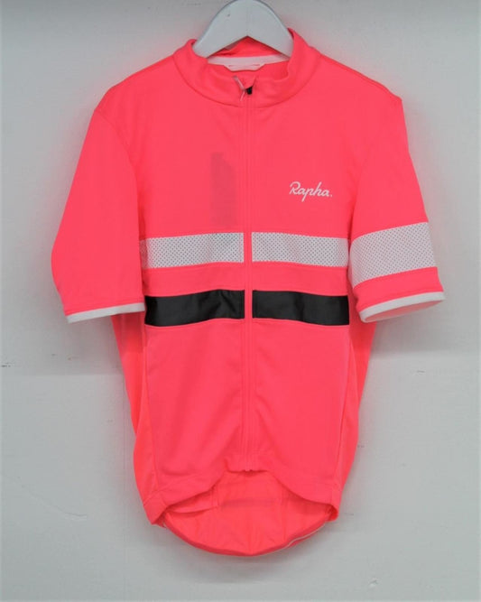 RAPHA Men's Pink High-Vis Short Sleeve Brevet Lightweight Cycling Jersey XS BNWT