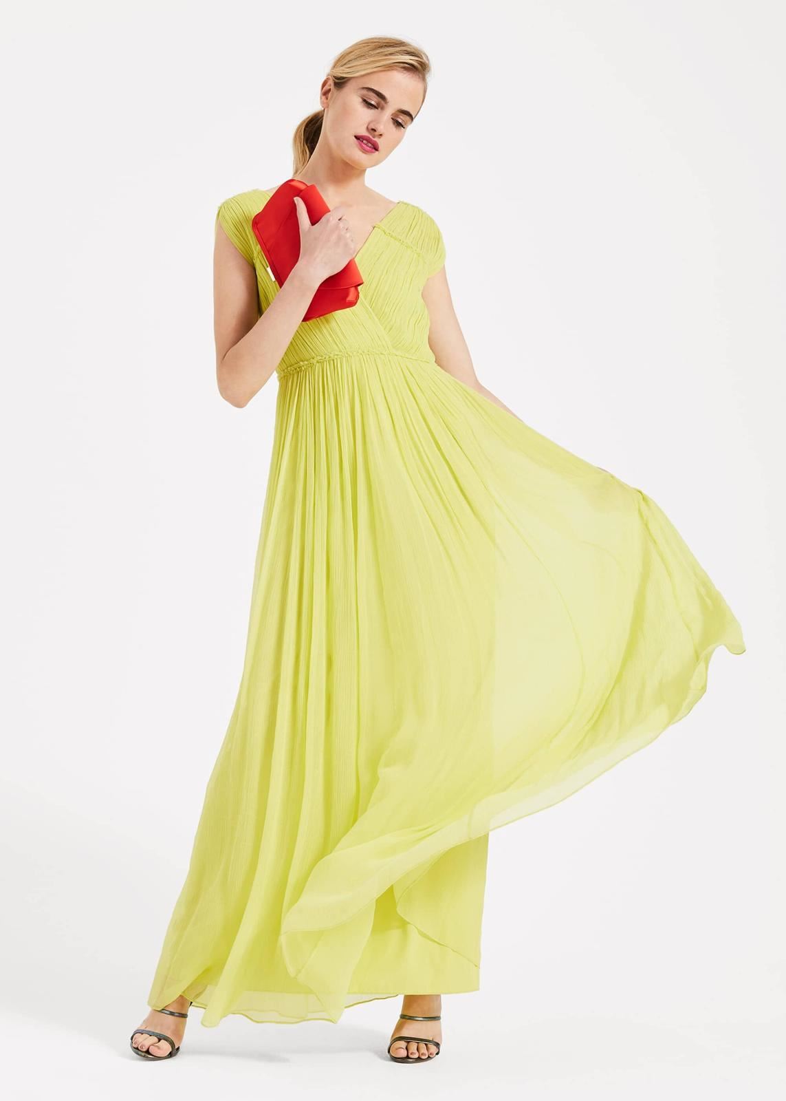 Phase Eight Marion Crinkle Maxi Maxi Dress Lime Size UK16 RRP225