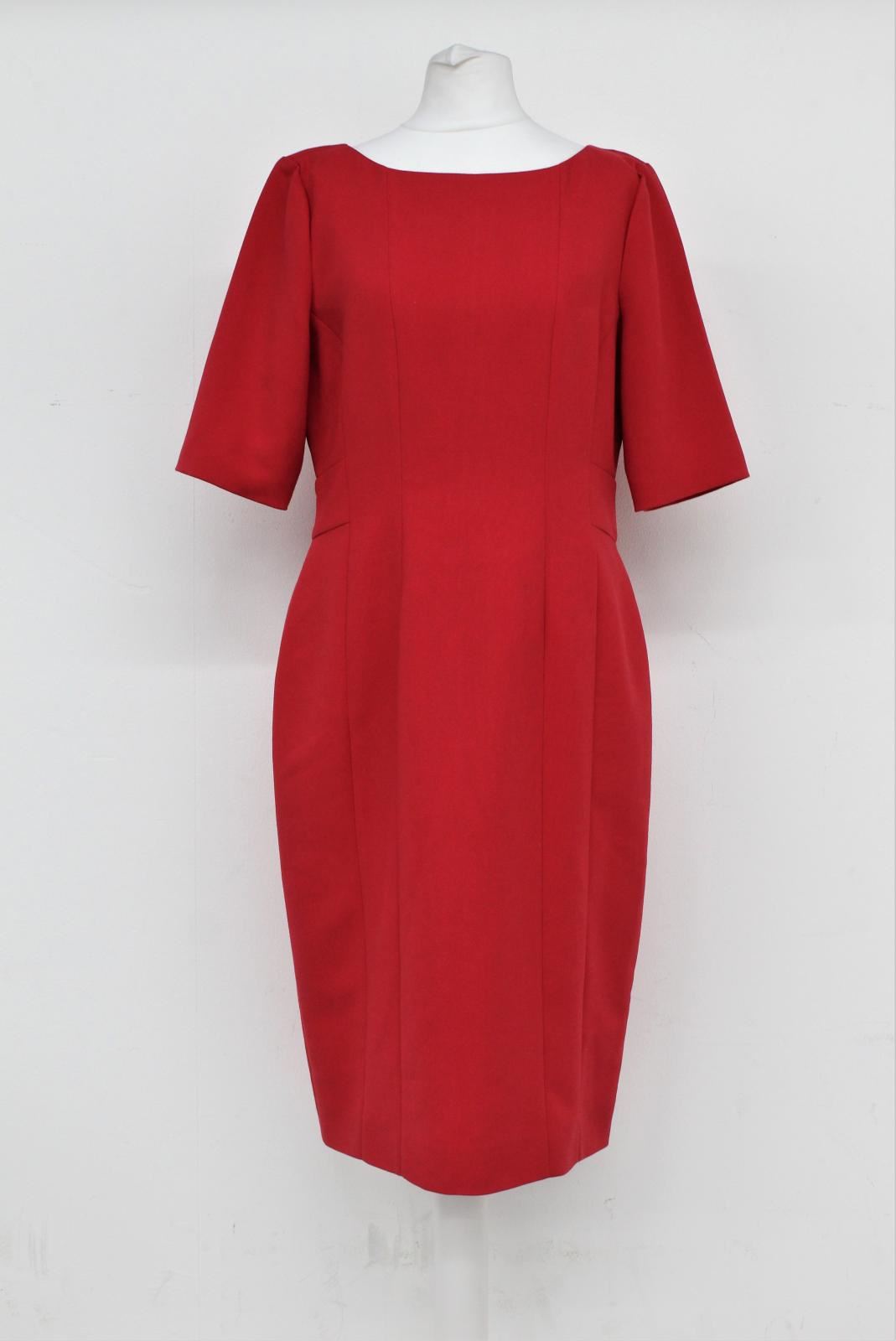 HOBBS Ladies Poppy Red Knee Length Tailor Fit Megan Dress UK12 NEW RRP139