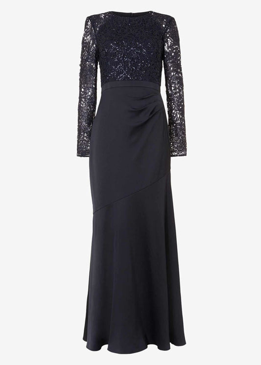 PHASE EIGHT Ladies Midnight Blue Long Sleeve Monique Sequin Dress UK12 BNWT