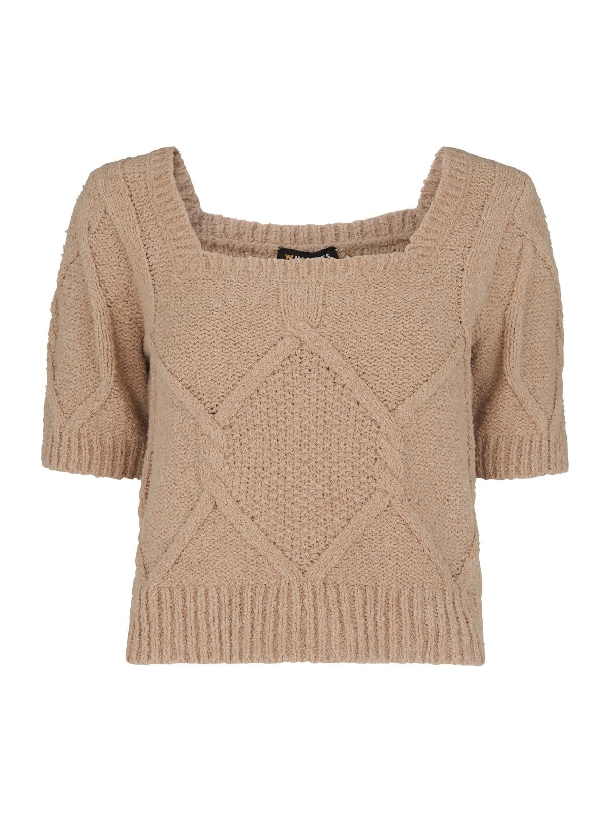 WHISTLES Ladies Short Sleeve Cable Knitted Sweater Neutral Beige XS BNWT RRP139