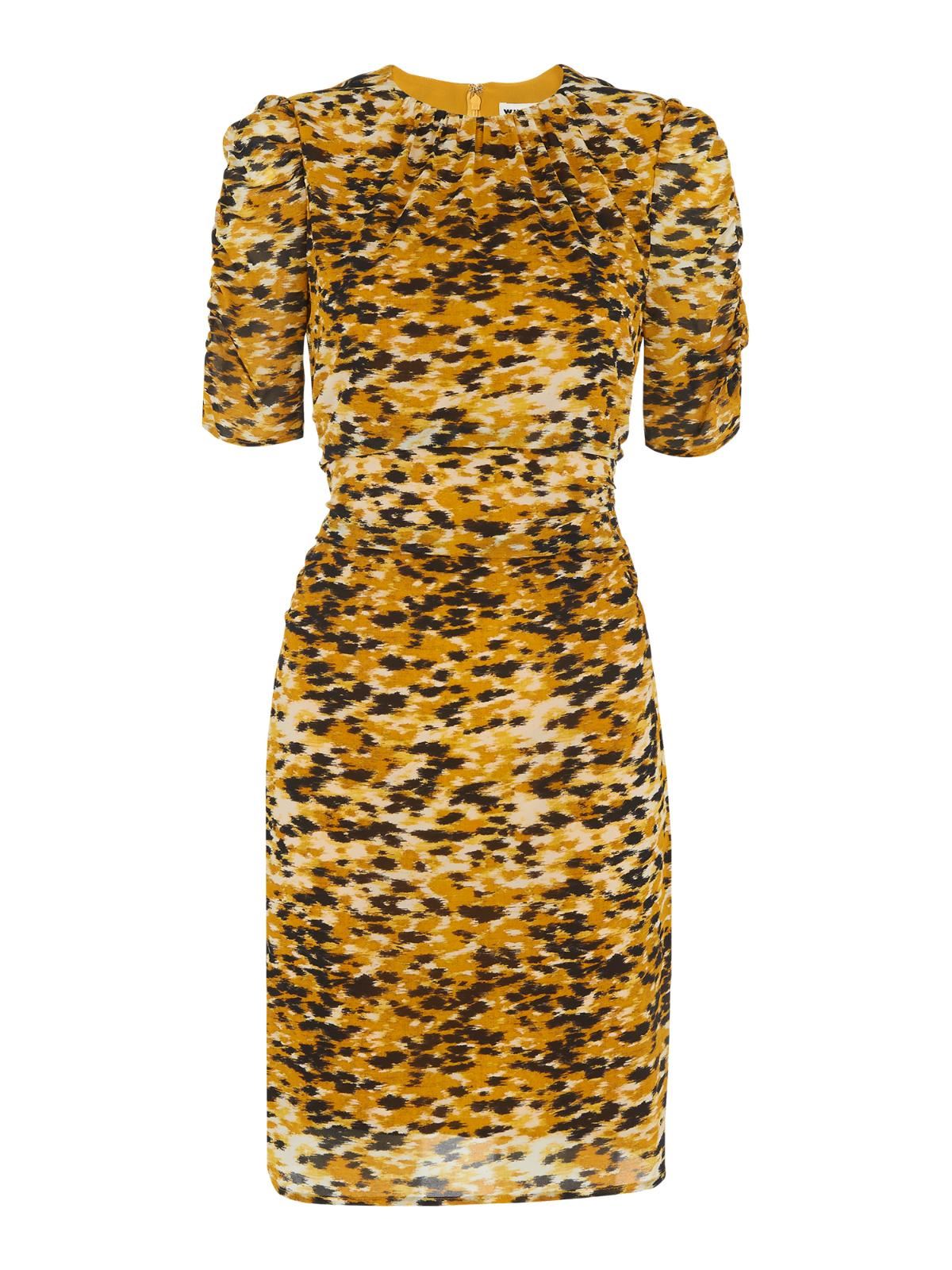 WHISTLES Ikat Animal Silk Bodycon Dress Yellow/Multi Size UK4 RRP169 BNWT