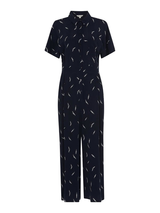 WHISTLES Ladies Navy Blue Multicolour Brushstroke Print Jumpsuit UK6 RRP149 BNWT