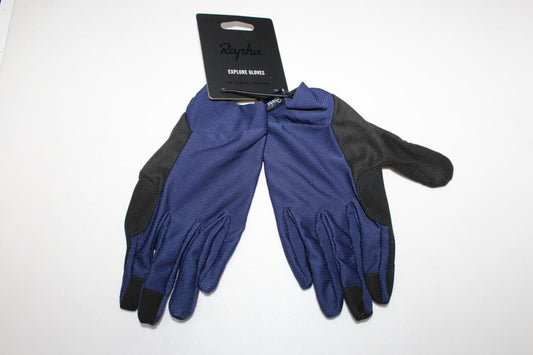 RAPHA Men's Navy Blue Lightweight Explore Cycling Full Finger Gloves M BNWT