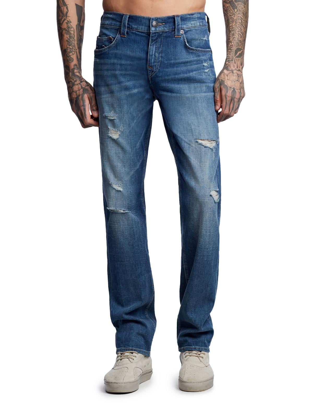 TRUE RELIGION Men's Blue Geno No Flap Distressed Slim Jeans UK31 RRP199 BNWT