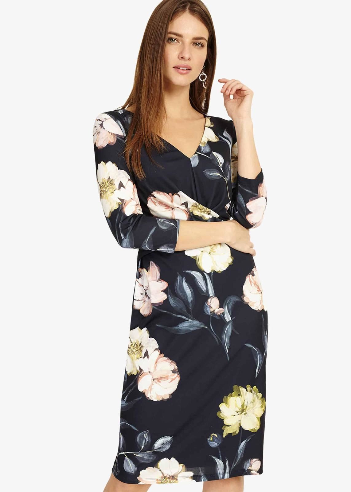 Phase Eight Marina Floral Pencil Dress Navy Size UK8 RRP99