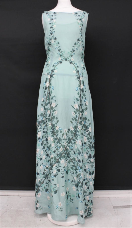 HOBBS Ladies Verdi Green Floral Princess Elizabeth Maxi Dress UK8 BNWT RRP329