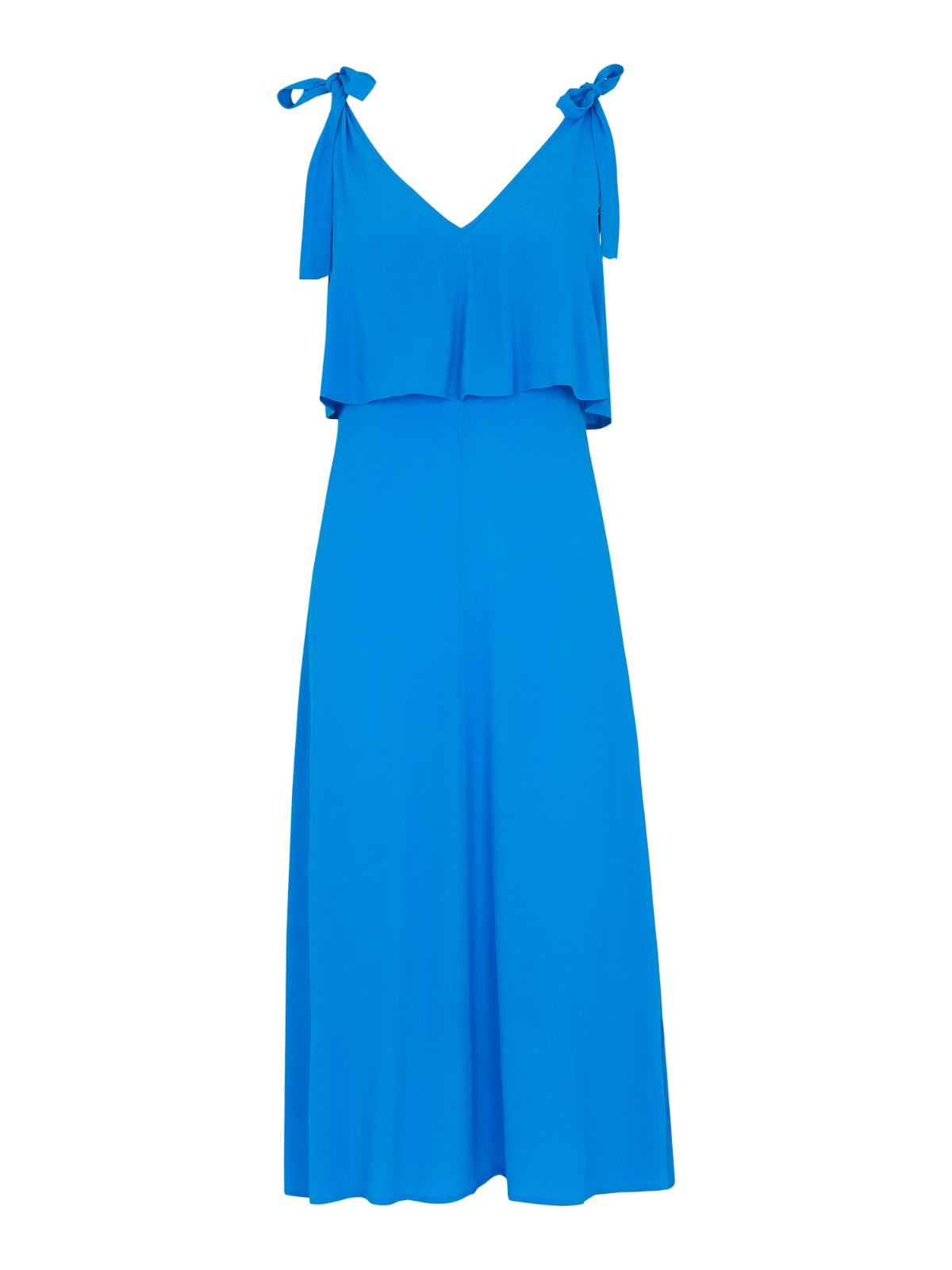 WHISTLES Romina Tie Detail Dress Blue V-neck Tiered Size UK6 RRP159 BNWT