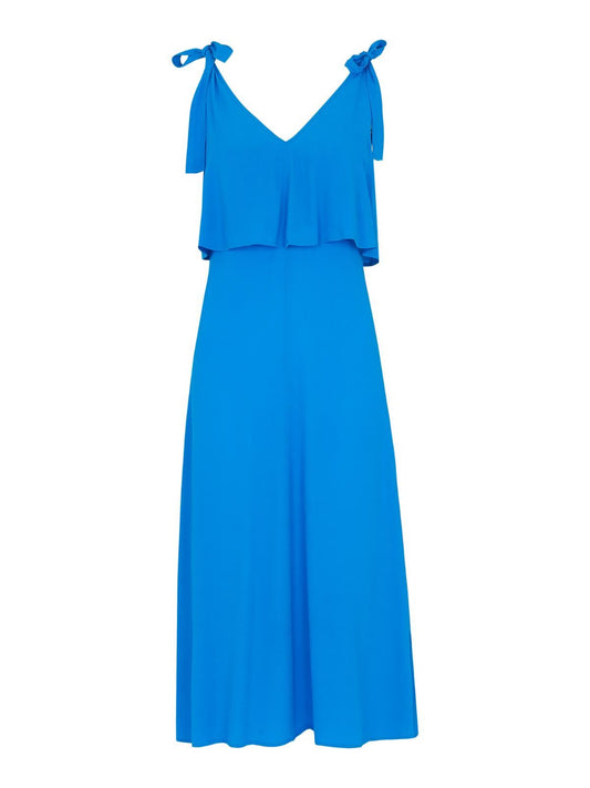 WHISTLES Romina Tie Detail Dress Blue V-neck Tiered Size UK6 RRP159 BNWT
