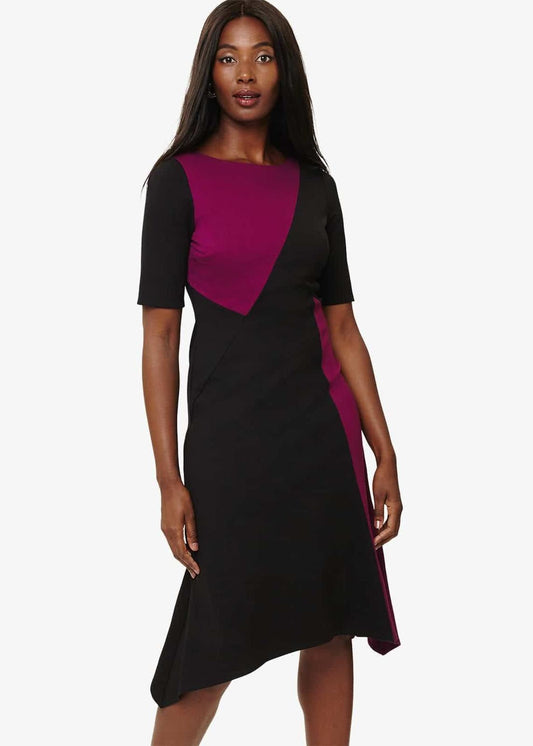 Phase Eight Colour Block Court Fit & Flare Dress Ivory/Cameo Size UK10 RRP89