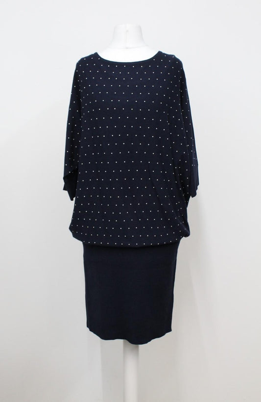 Phase Eight Becca Heat Fix Knit Jumper Dress Navy Size UK12 RRP95