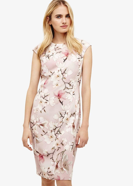 Phase Eight Odette Floral Sheath Knee Length Dress Rose Size UK6 RRP150
