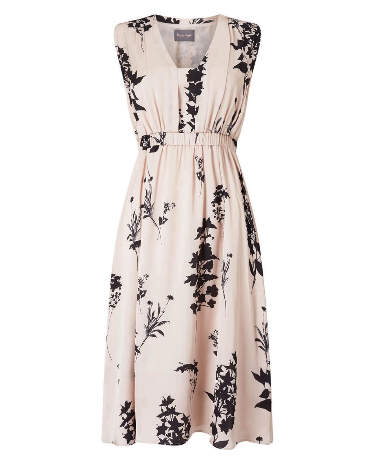 PHASE EIGHT Ladies Black & Cameo Pink Tatiana Printed Sleeveless Dress UK14 BNWT