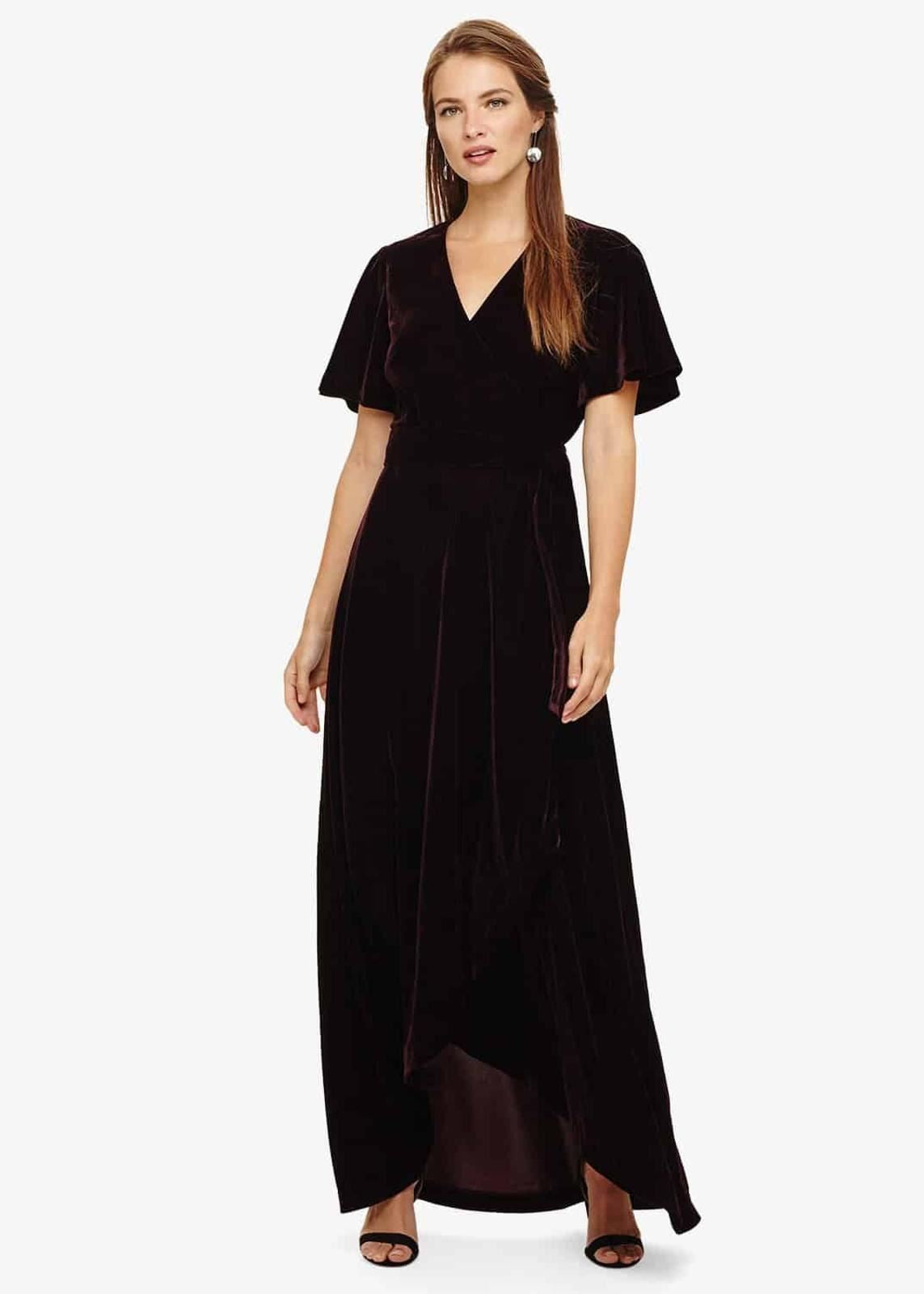Phase Eight Kiki Velvet Wrap Maxi Maxi Dress Merlot Size UK12 RRP140