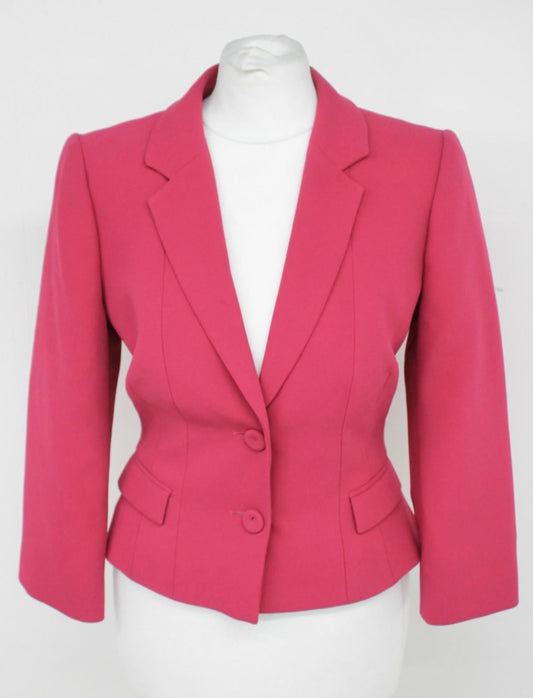 HOBBS Ladies Dark Cosmos Pink Collared Vivien Blazer Jacket UK8 RRP169 NEW