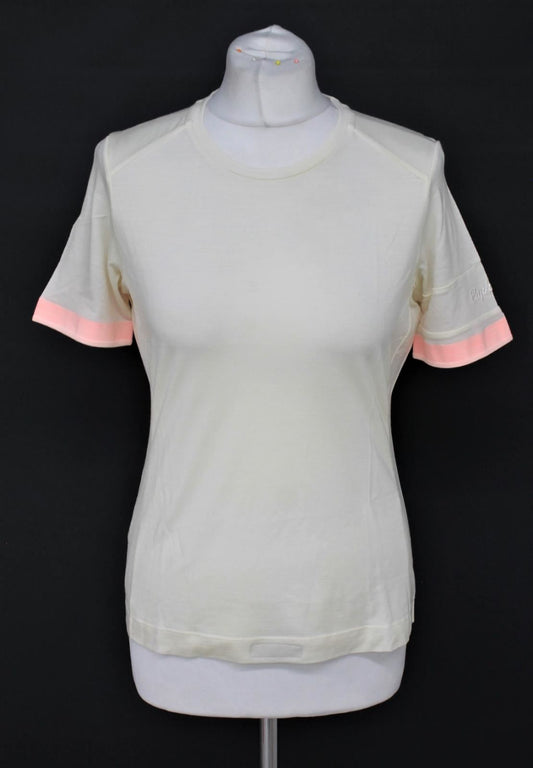 RAPHA Ladies White Wool Blend Crew Neck Merino T-Shirt Size S RRP60 NEW