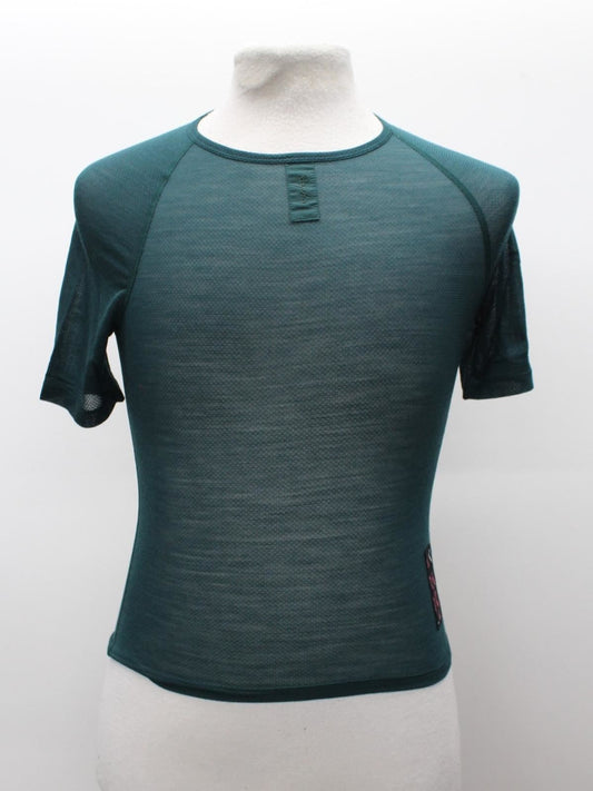 RAPHA Men's Dark Green Wool Blend Short Sleeve Mesh Cycling Base Layer XS BNWT
