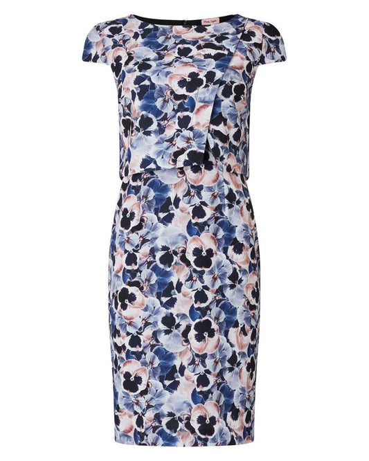 PHASE EIGHT Ladies Multi-Coloured Layered Print Pansy Dress Size UK20 BNWT