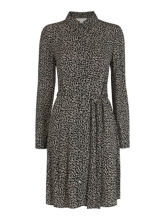 WHISTLES Autumn Floral Shirt Dress Black Multi Long Sleeve UK16 BNWT RRP149