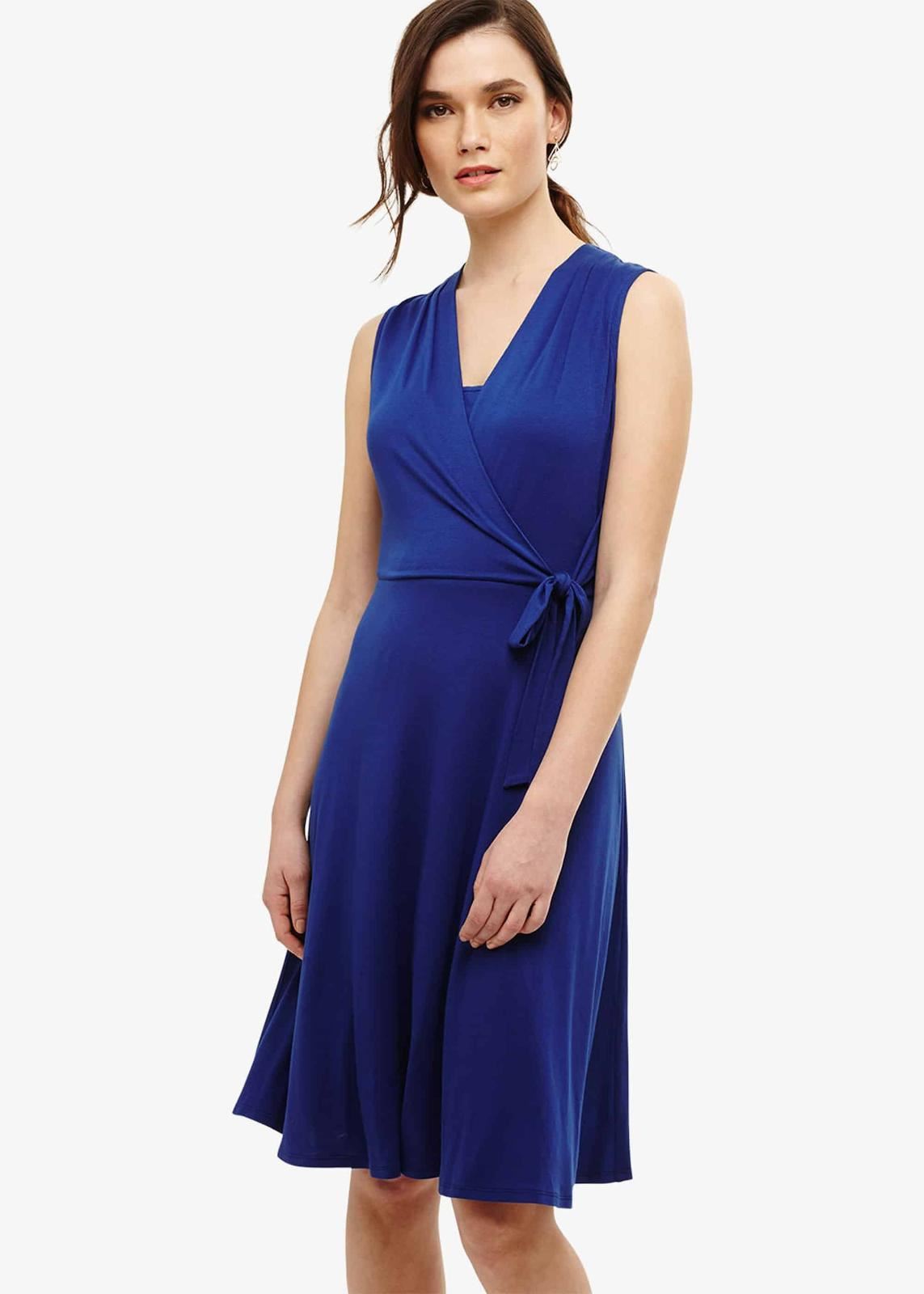 Phase Eight Wendelin Wrap Bodice Knee Length Dress Azure Size UK16 RRP79