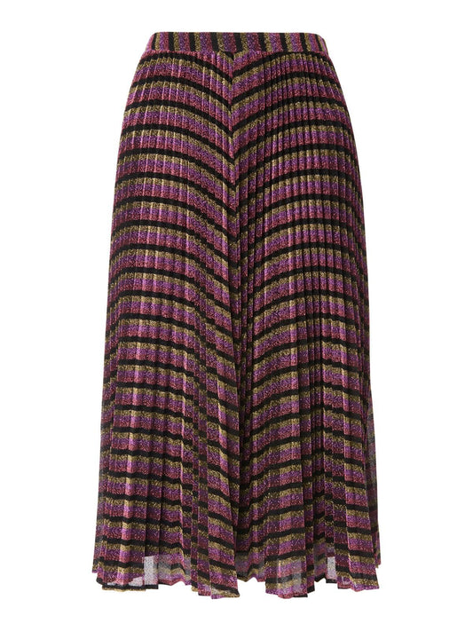 WHISTLES Ladies Stripe Sparkle Pleated Midi Skirt Multicolour UK6 BNWT RRP145