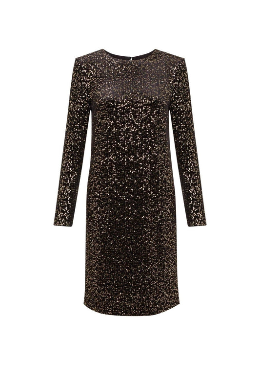 Hobbs Mia Shift Dress Black Gold Size UK10 RRP179
