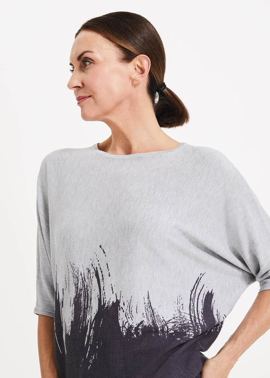 Phase Eight Becca Print Knit Jumper Grey XS RRP69