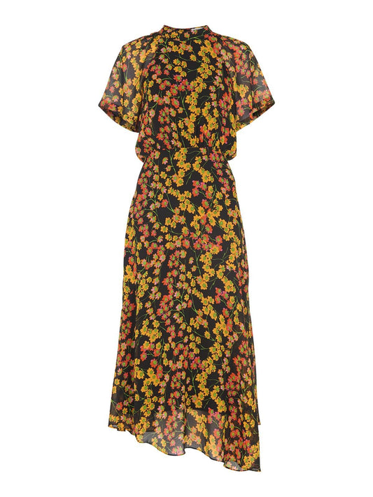 WHISTLES Ladies Daisy Print Stine Dress Multi Colour High Neck UK6 RRP189 BNWT