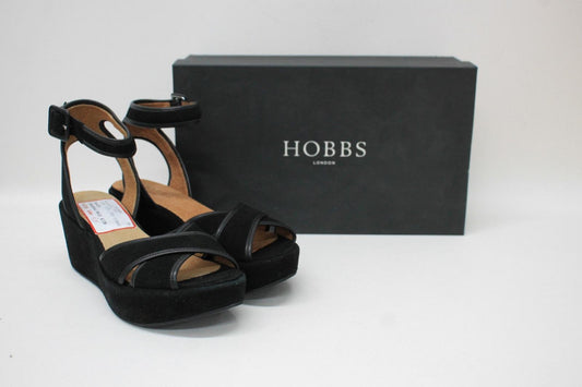 HOBBS Ladies Black Multicolour Suede Leather Mabel Wedge Sandal Shoes UK8 BNIB