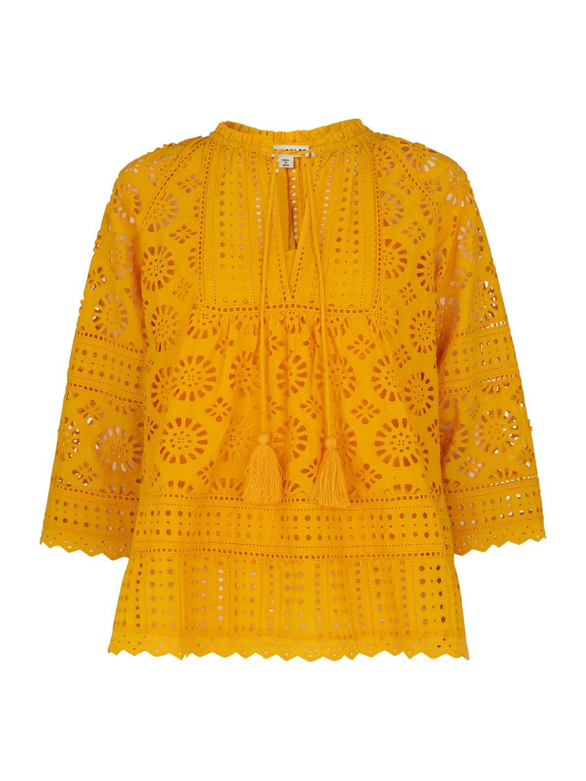 WHISTLES Ladies Maggie Broderie Blouse Top 3/4 Sleeve Yellow UK4 BNWT RRP109