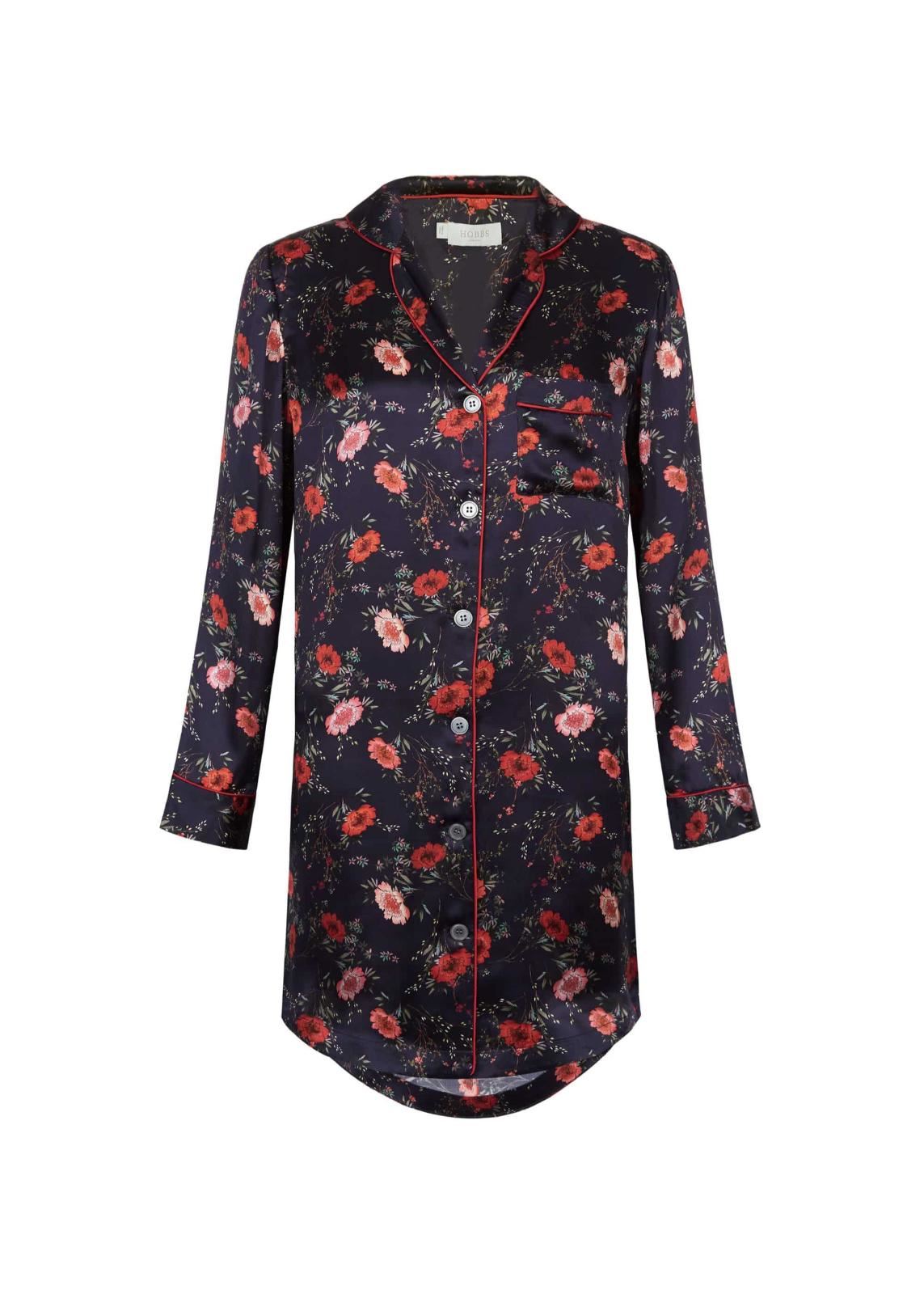 Hobbs Arabella Shirt PJ Pyjama Navy Multi Size UKS RRP129