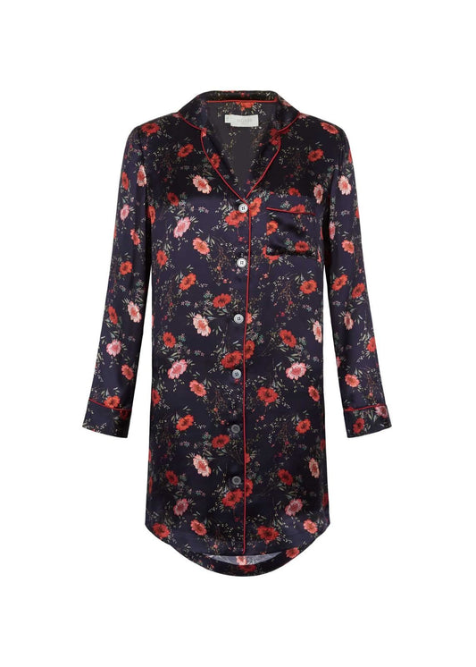 Hobbs Arabella Shirt PJ Pyjama Navy Multi Size UKS RRP129