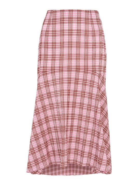 WHISTLES Ladies Seersucker Skirt Pink Multi Cotton Blend Check UK8 RRP139 BNWT