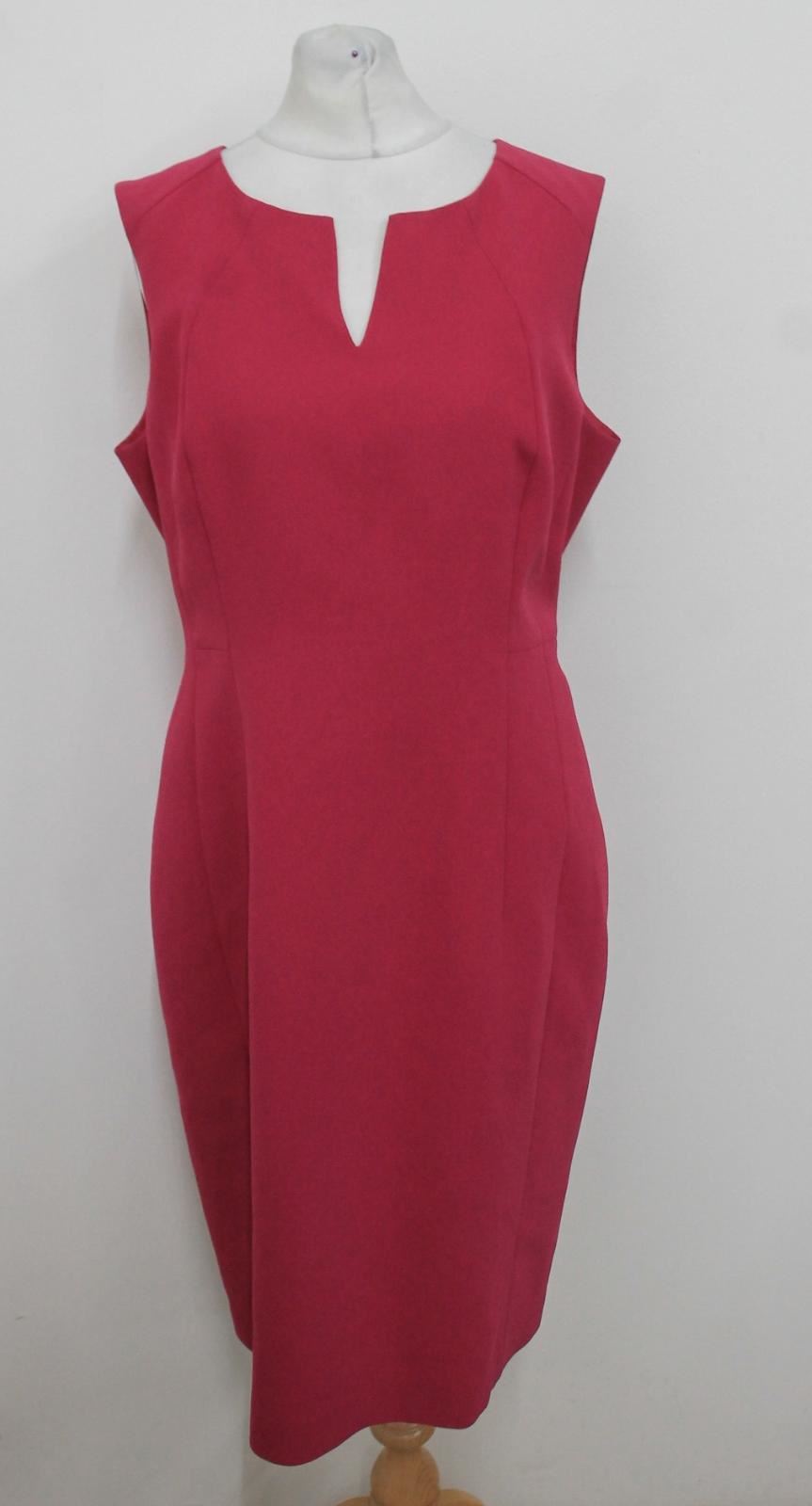 HOBBS Ladies Dark Cosmos Pink V Neck Sleeveless Vivien Dress UK12 BNWT RRP 149