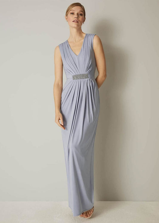 Phase Eight Martha Embellished Maxi Bridesmaid Maxi Dress Opal Size UK12 RRP140