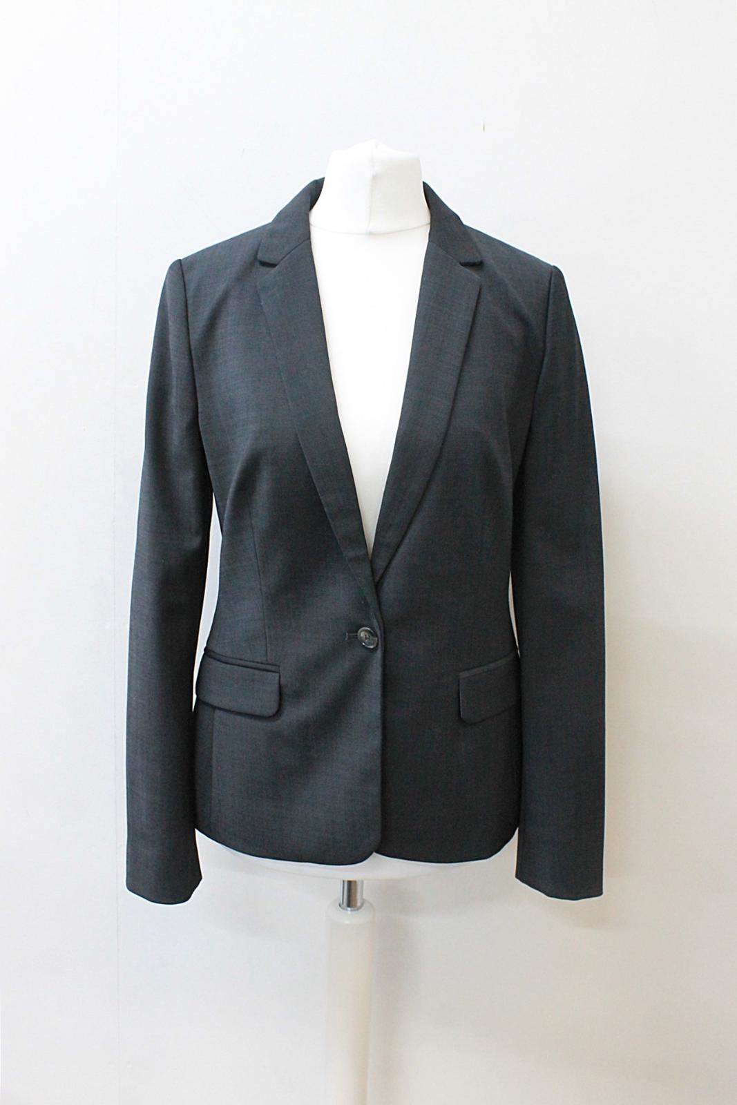 HOBBS Ladies Katy Dark Charcoal Wool Blend Suit Blazer Jacket UK8 BNWT RRP169