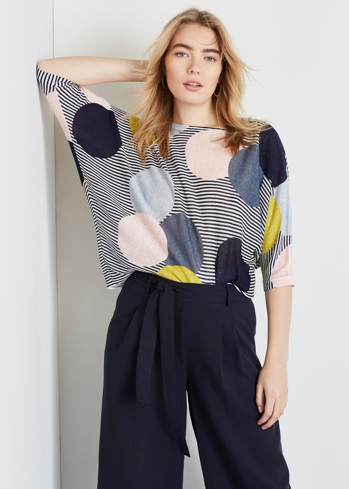 Phase Eight Piper Linen Print Knit Jumper Pullover Multi-Coloured S RRP69