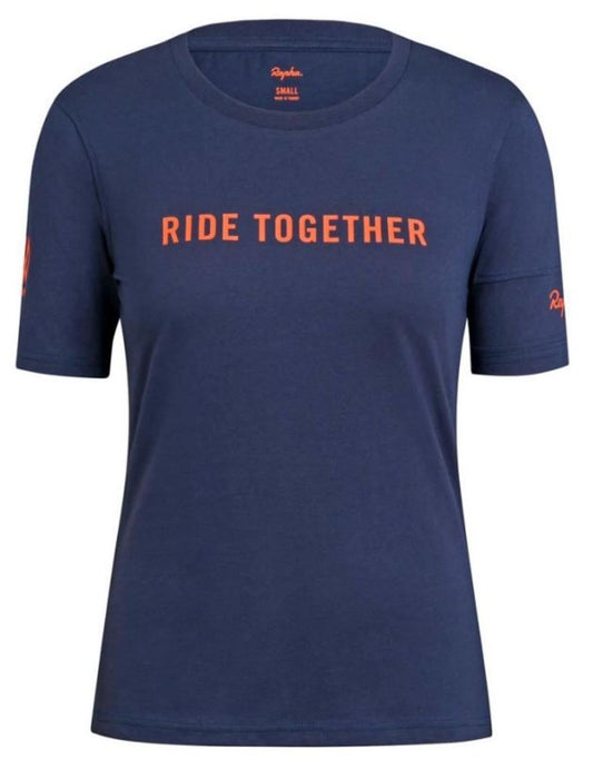 RAPHA Women's Navy Blue Orange Crew Neck Short Sleeve 100 T-Shirt XS BNWT