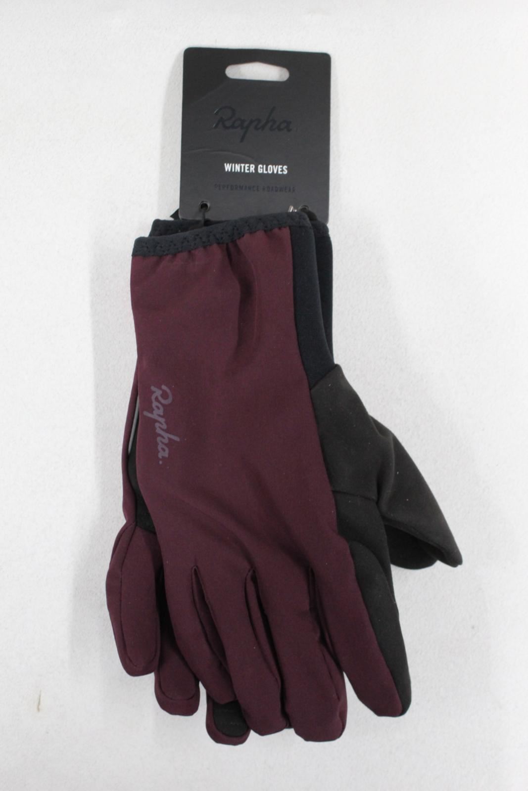 RAPHA Men's Burgundy Red Fleece Lined Elasticated Winter Gloves Size M BNWT