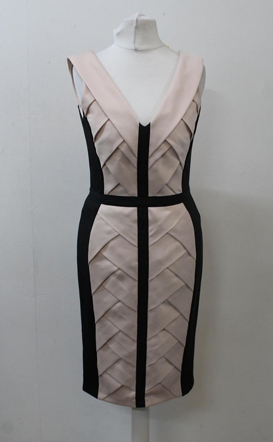 PHASE EIGHT Ladies Carly Sleeveless Weave Dress Black/Cameo Pink UK8 BNWT RRP140