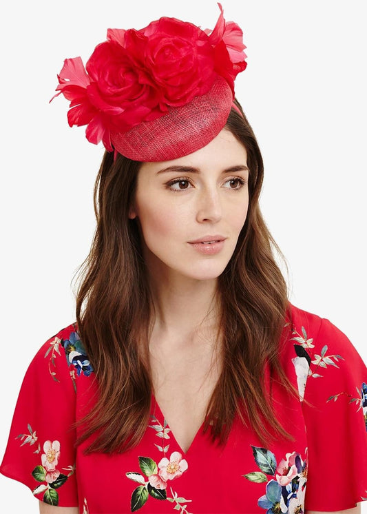 Phase Eight Chelsey Flower Pillbox Fascinator Hat Raspberry RRP65