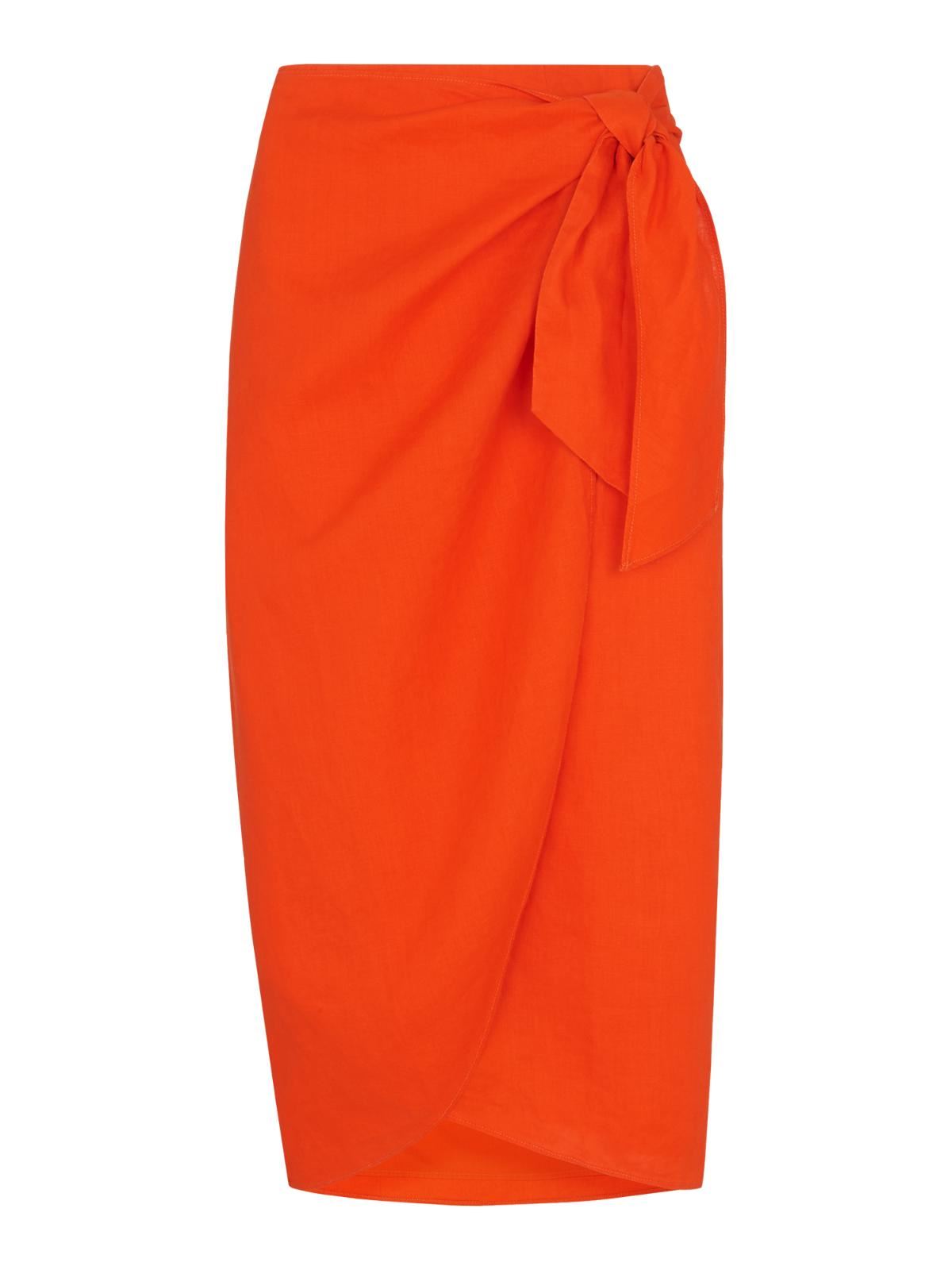 WHISTLES Ladies Orange Midi Length Layla Linen Sarong Skirt RRP119 UK4 NEW