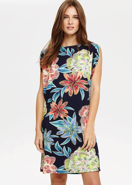 Phase Eight Delany Floral Beach Shift Dress Navy/Multi Size UK8 RRP69