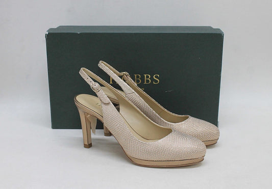 HOBBS Ladies Julietta Slingback Gold Pink Metallic Leather Heels UK3 NEW RRP159