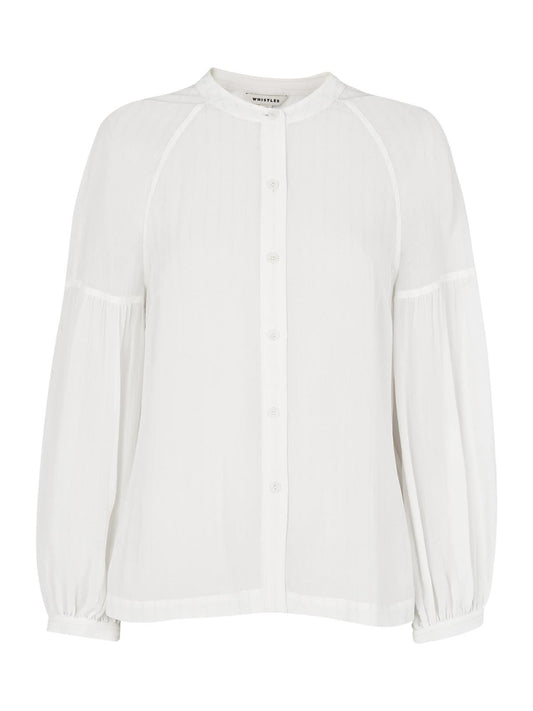 WHISTLES Ladies Cristen Ivory Stripe Crew Neck Buttoned Blouse UK6 BNWT RRP109