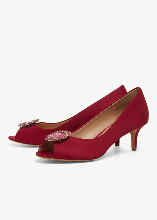 Phase Eight Shoes Emele Jewelled Satin Peep Toe Shoes Magenta EU36 UK3 RRP119