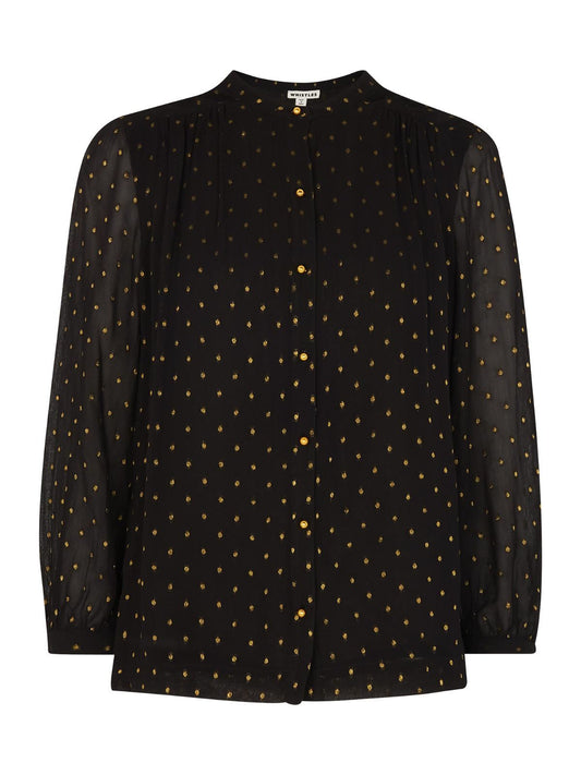 WHISTLES Ladies Gianni Gold Dobby Blouse Gold Multi Black UK6 BNWT RRP129