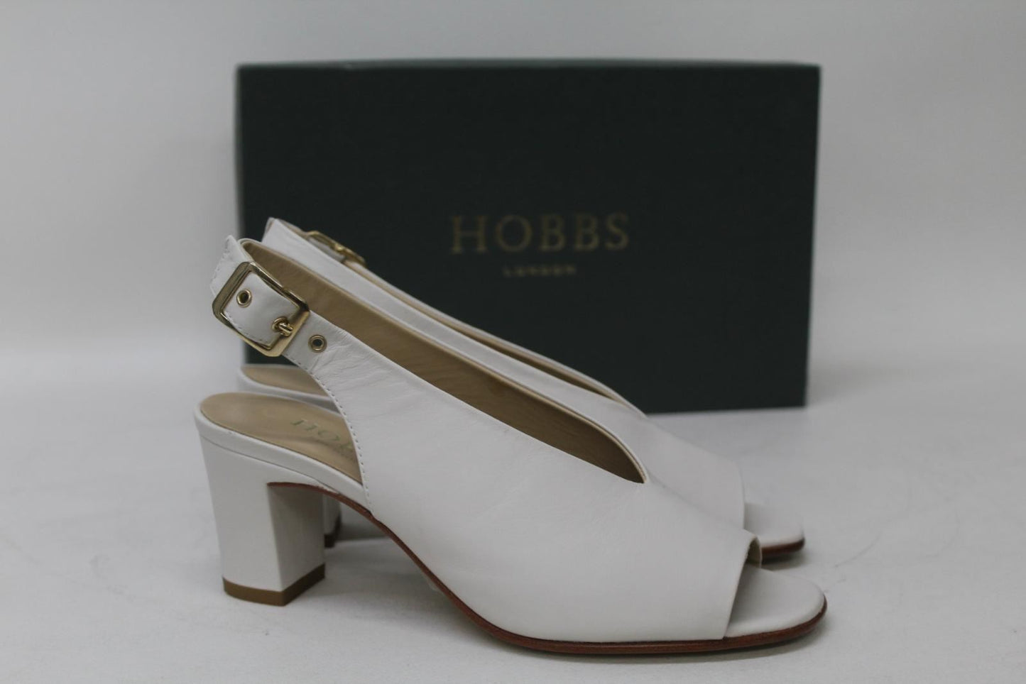 HOBBS Ladies Ice White Leather Slingback Peep Toe Kali Sandals UK3 EU36 NEW
